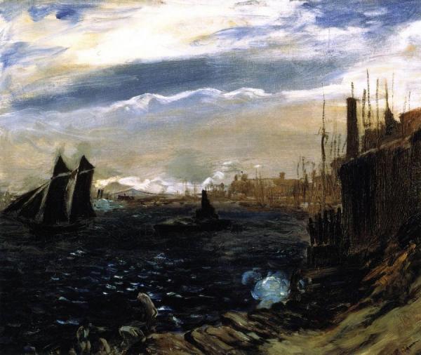 East River From Brooklyn by William James Glackens