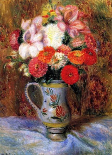 Flowers In A Quimper Pitcher by William James Glackens