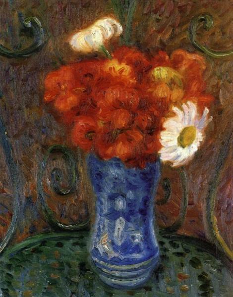 Flowers On A Garden Chair by William James Glackens