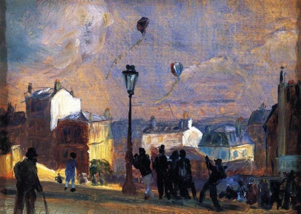 Flying Kites, Montmartre (study) by William James Glackens