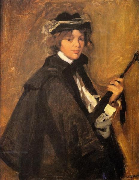 Girl In Black Cape by William James Glackens