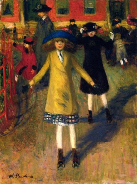 Girl Roller-skating, Washington Square by William James Glackens