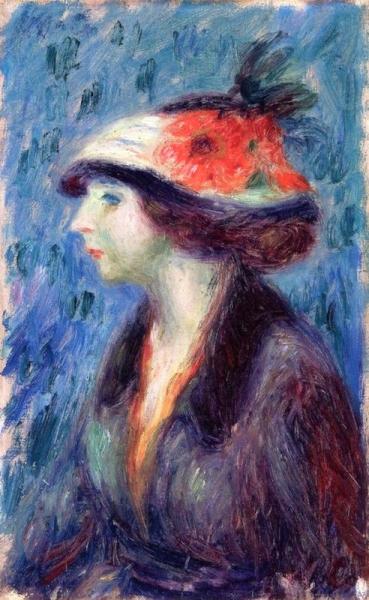 Girl With Flowered Hat by William James Glackens