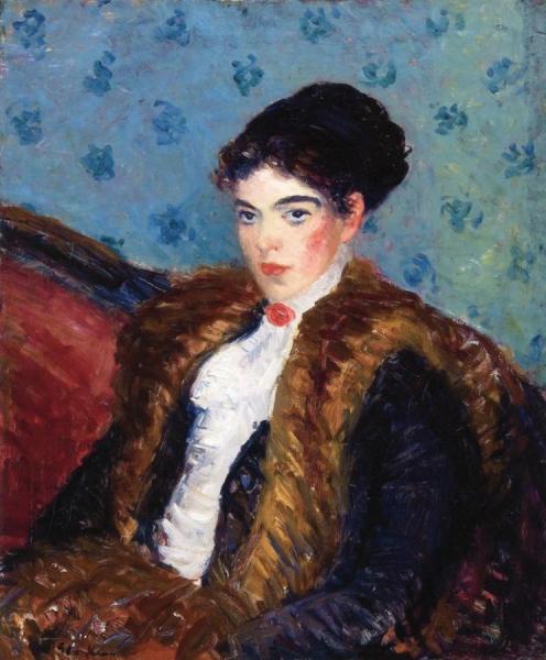 Girl With Fox Furs by William James Glackens