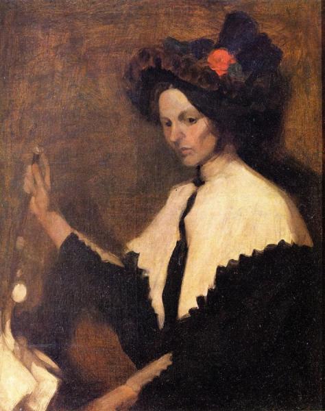 Girl With White Shawl Collar by William James Glackens