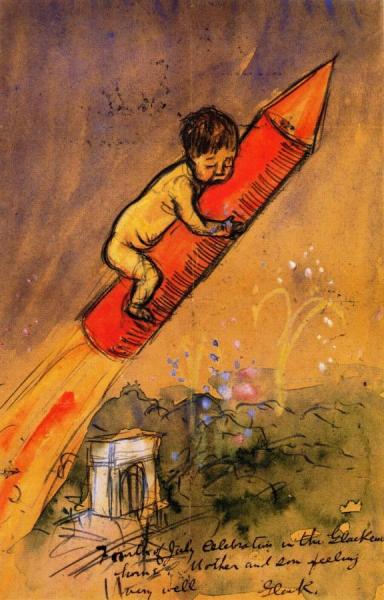 Ira On A Rocket by William James Glackens