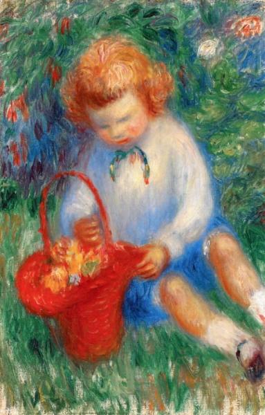 Lenna With Basket Of Flowers by William James Glackens