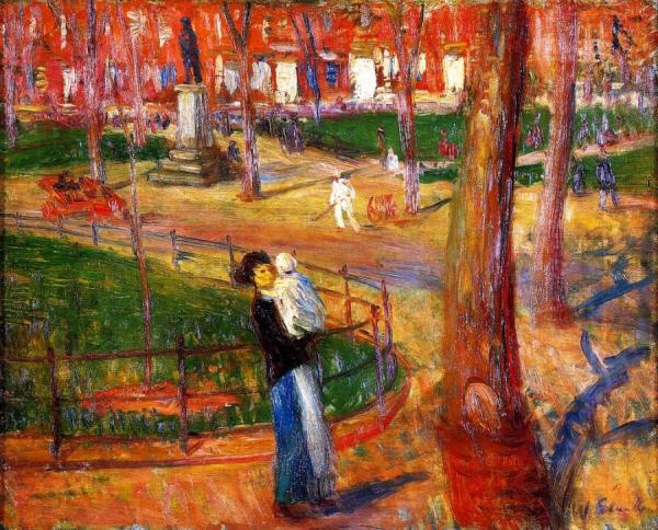 Mother And Baby, Washington Square by William James Glackens