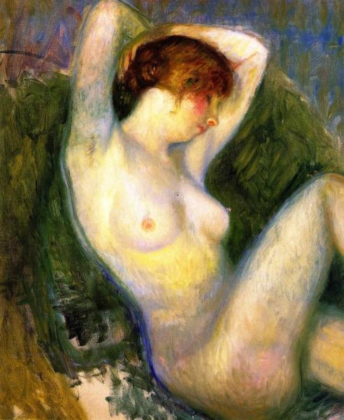 Nude In Green Chair (unfinished) by William James Glackens