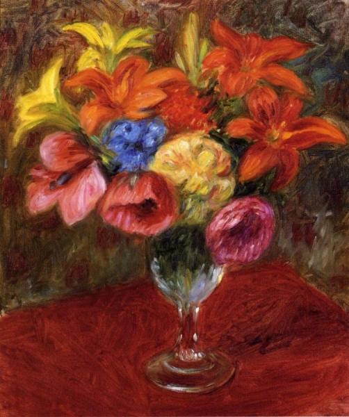 Poppies, Lilies And Blue Flowers by William James Glackens