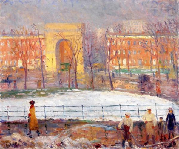 Street Cleaners, Washington Square by William James Glackens