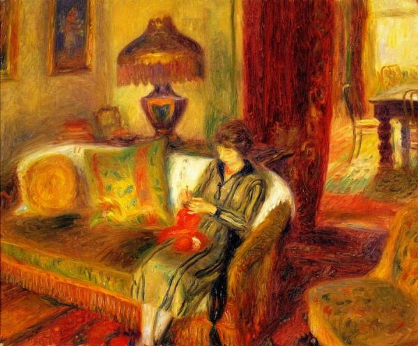 The Artist's Wife Knitting by William James Glackens
