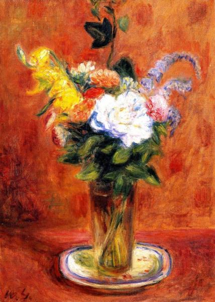 White Rose And Other Flowers by William James Glackens
