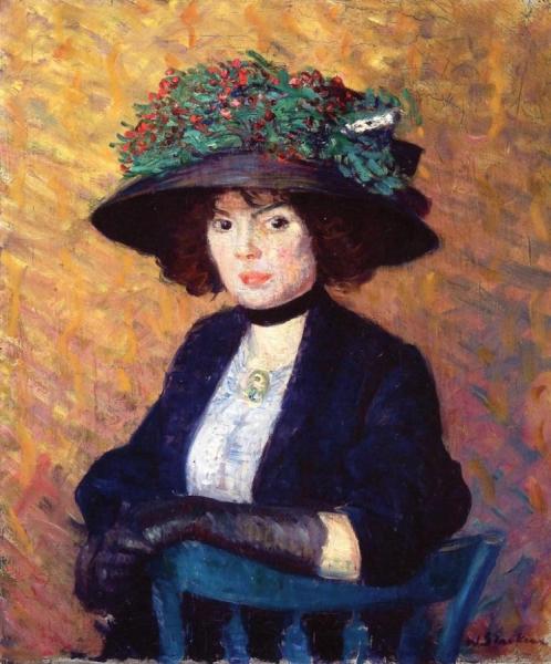 Woman With Green Hat by William James Glackens