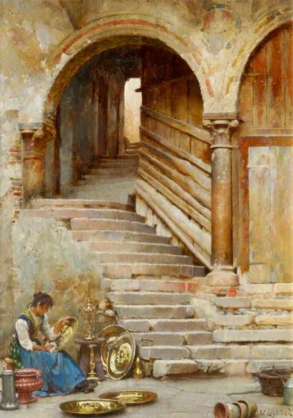 William Logsdail A Courtyard In Verona