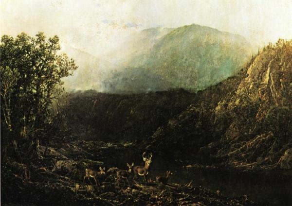 Deer In Landscape by William Louis Sonntag