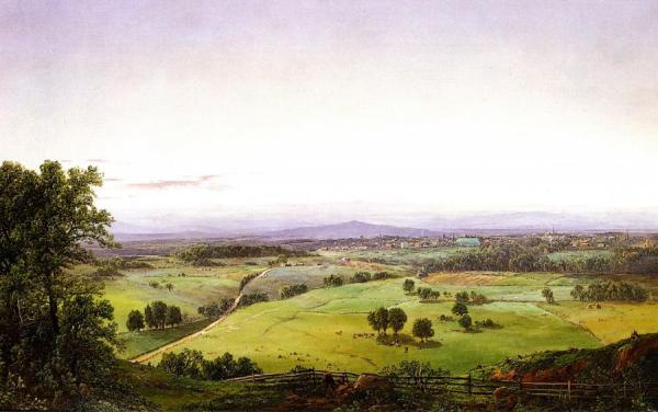 View Of A Valley Town by William Louis Sonntag