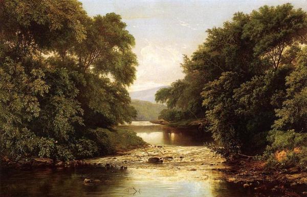 Fishing By A River by William Mason Brown