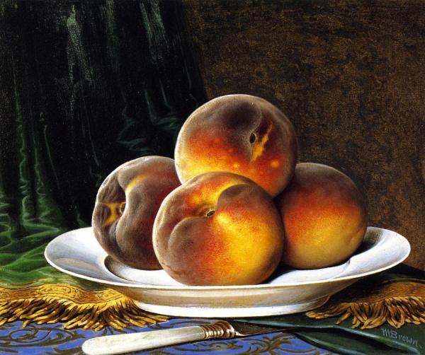 Peaches With White Plate by William Mason Brown