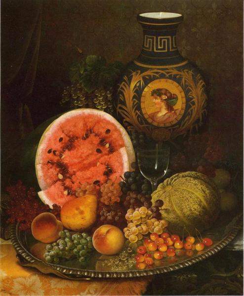Still Life With Fruit And Vase by William Mason Brown