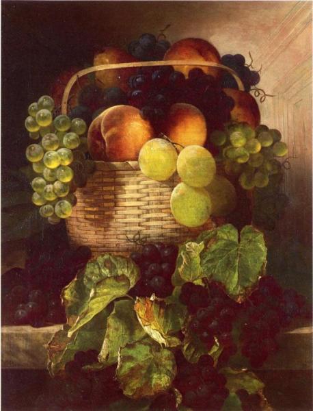 William Mason Brown Still Life With Grapes. Plums And Peaches In A Basket