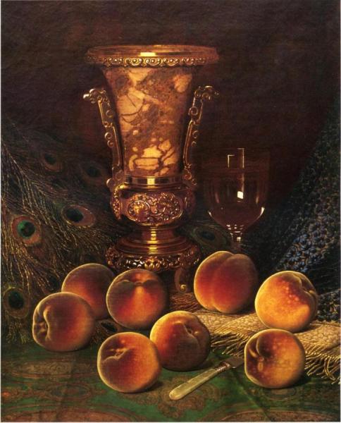 Still Life With Peaches And Marble Vase by William Mason Brown