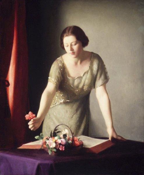 Girl Arranging Flowers by William Mcgregor Paxton