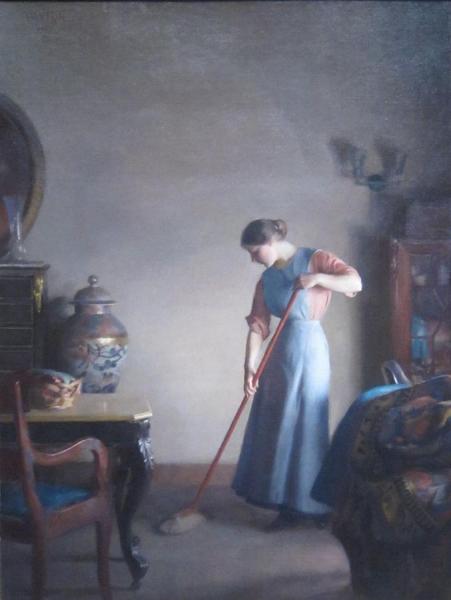 Girl Sweeping by William Mcgregor Paxton Oil Painting Reproductions