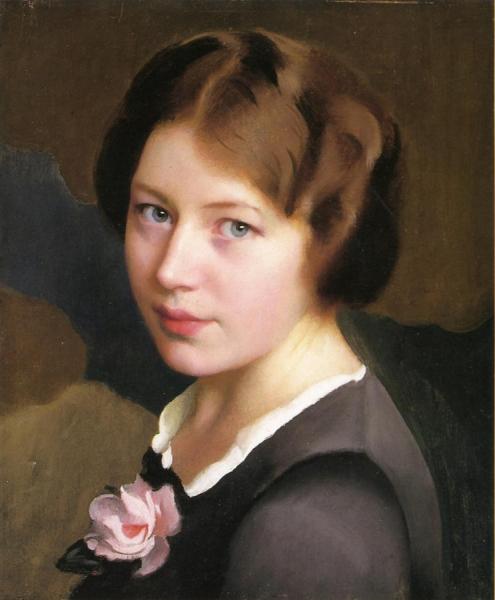 William Mcgregor Paxton Girl With A Pink Rose