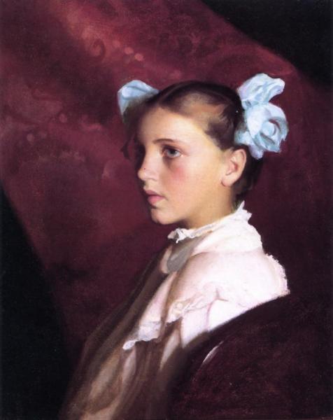 Girl With Blue Bows by William Mcgregor Paxton
