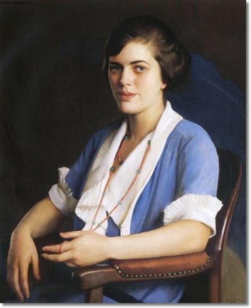 Portrait Of A Young Woman In Blue by William Mcgregor Paxton