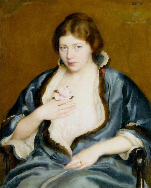 Woman In A Blue Wrap by William Mcgregor Paxton