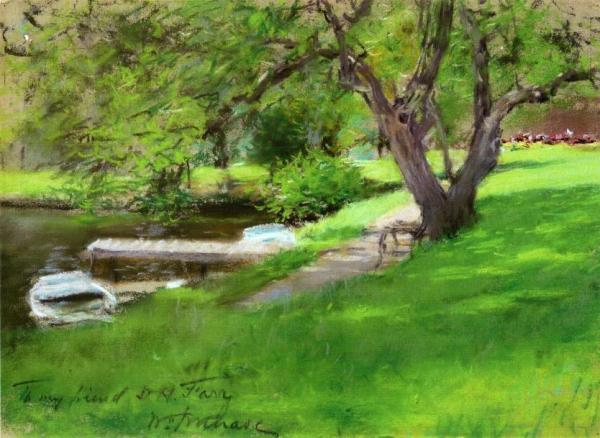 Bank Of A Lake In Central Park by William Merritt Chase Oil Painting Reproductions