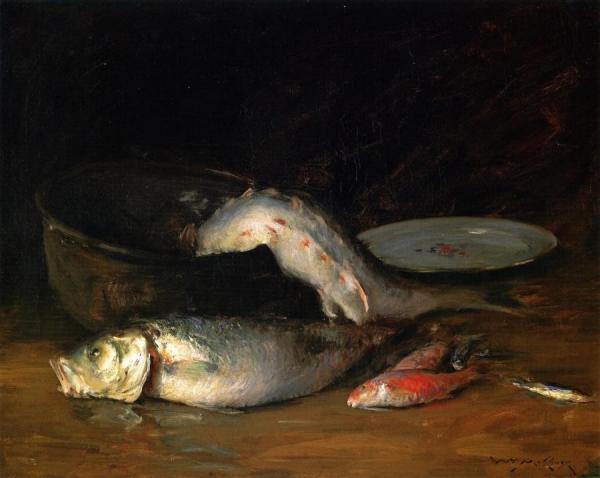 Big Copper Kettle And Fish by William Merritt Chase
