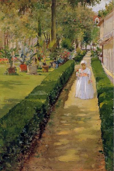 Child On A Garden Walk by William Merritt Chase
