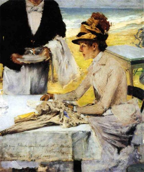 Ordering Lunch By The Seaside by William Merritt Chase