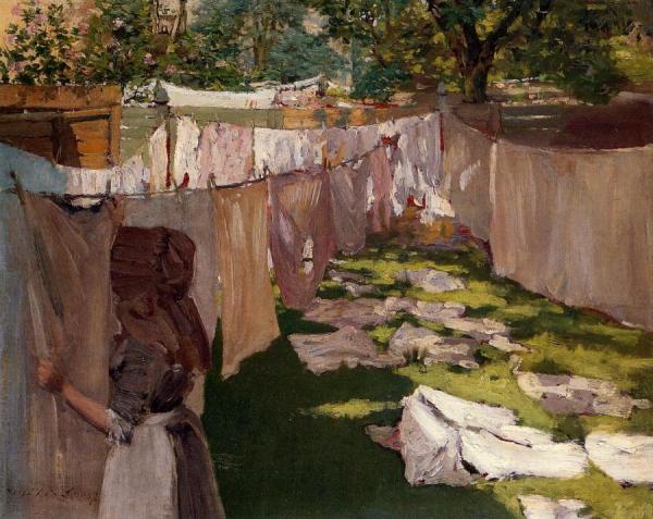 Wash Day - A Back Yard Reminiscence Of Brooklyn by William Merritt Chase
