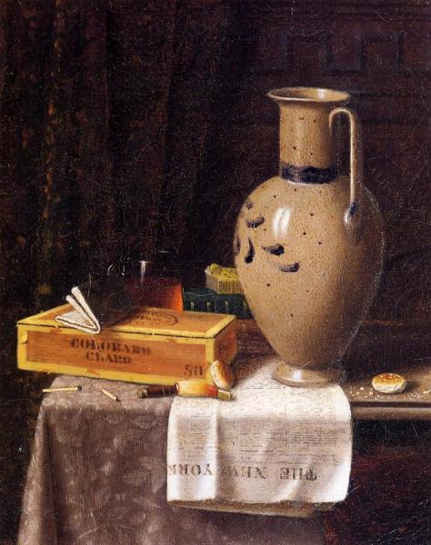 Cigar Box, Pitcher And 'new York World' by William Michael Harnett