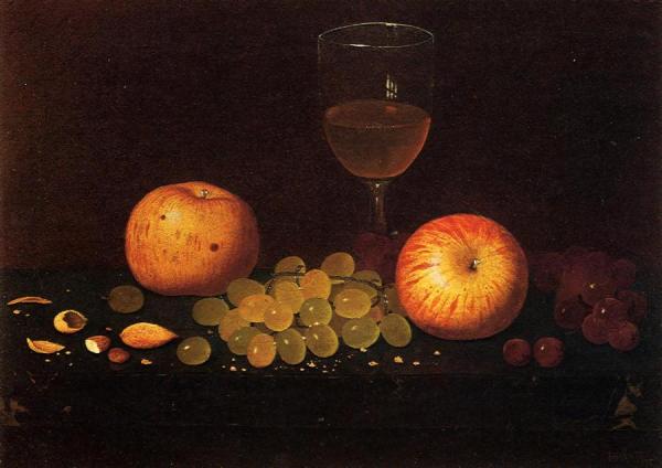 Still Life With Apples, Grapes And Almonds by William Michael Harnett Oil Painting Reproductions