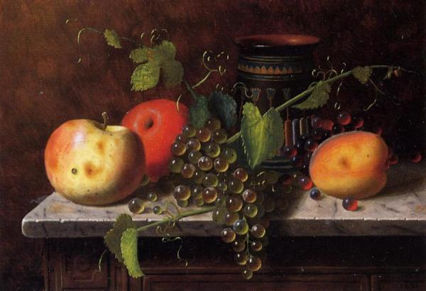 Still Life With Fruit And Vase by William Michael Harnett Oil Painting Reproductions