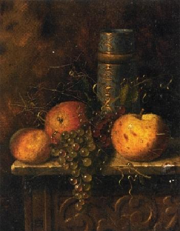 Still Life With Fruit And Vase by William Michael Harnett