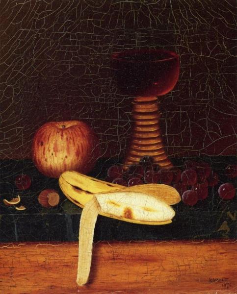 Still Life With Goblet, Fruit And Nuts by William Michael Harnett