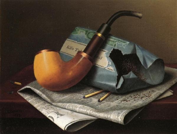 Still Life With Pipe, Newspaper And Tobacco Pouch by William Michael Harnett