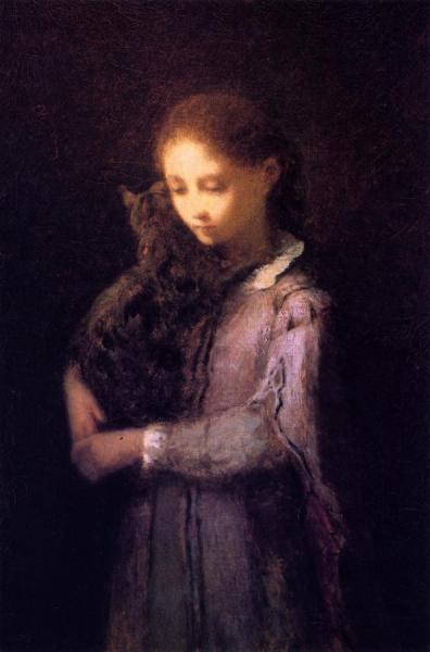 Girl With Kitten by William Morris Hunt