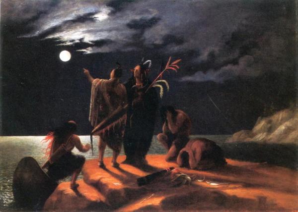Indians Experiencing A Lunar Eclipse by William Rimmer