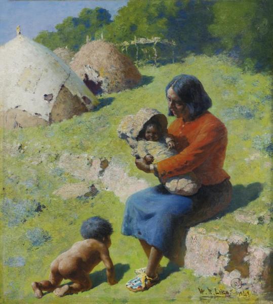 Apache Mother And Children by William Robinson Leigh Oil Painting Reproductions