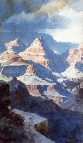 View Of The Vishnu Temple From The North Rim Of The Grand Canyon by William Robinson Leigh