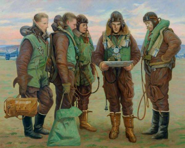 Aircrew Group At Raf Tangmere by William Rothenstein