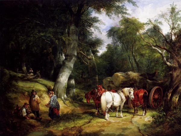 Carting Timber In The New Forest by William Shayer Snr Oil Painting Reproductions