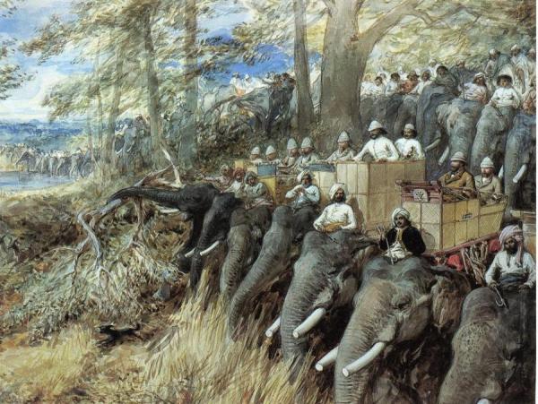 H.r.h. The Prince Of Wales Beating The Jungle With Sir Jung Bahadoor In The Nepal Terai by William Simpson